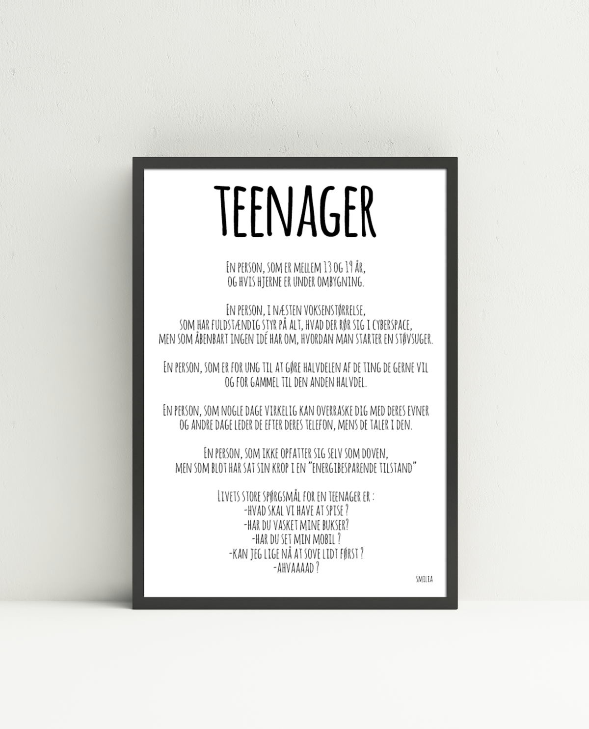 Teenager citater A4 Plakater StiLia ApS